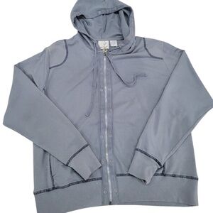 Y2K Blue Zip Up Hoodie Size Large